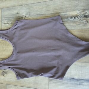 nuuds Ribbed Scoop Tank Brown Bodysuit